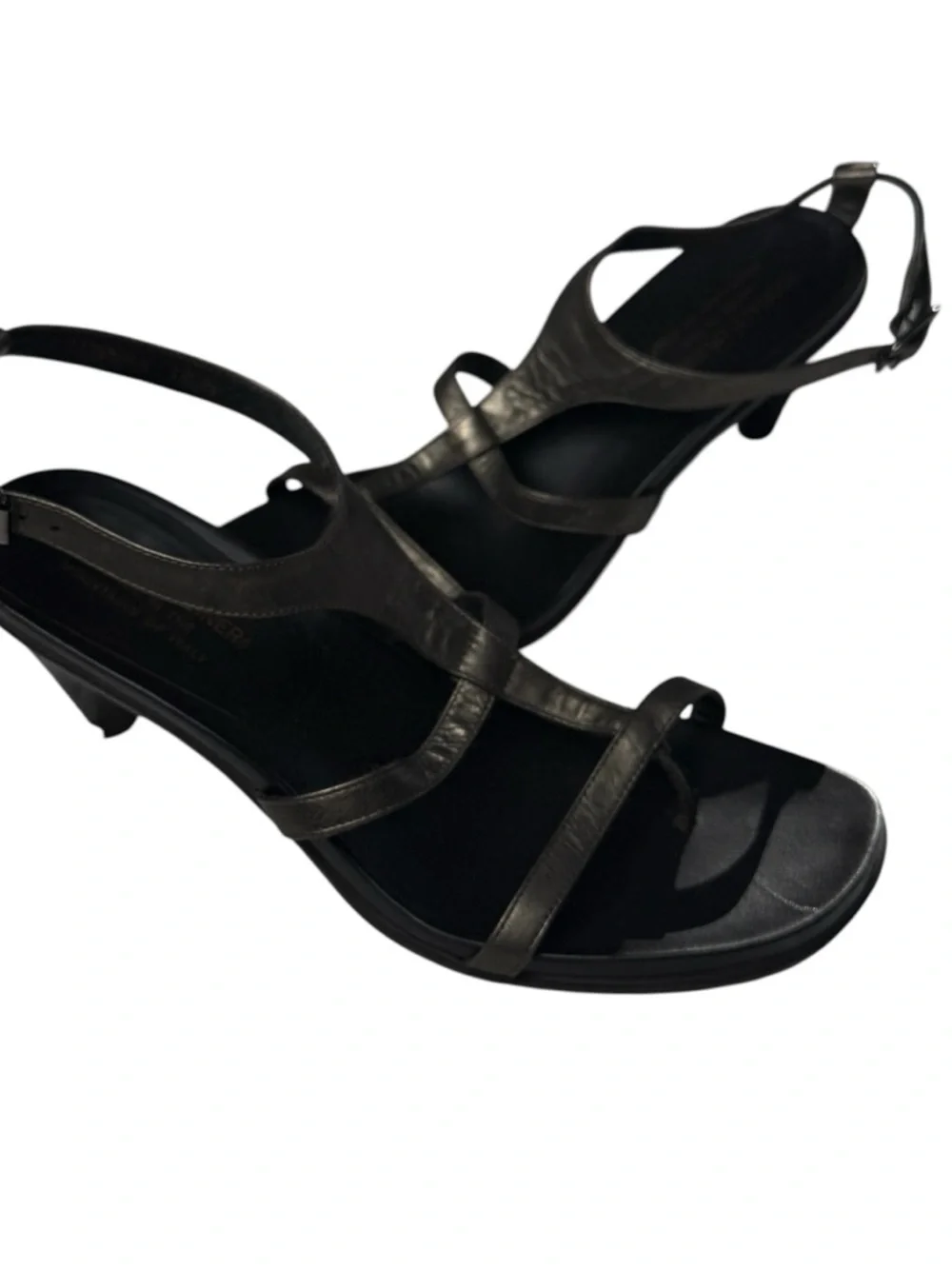 DONALD J PLINER Temira Antique Pewter Leather T-Strap Sandals 3